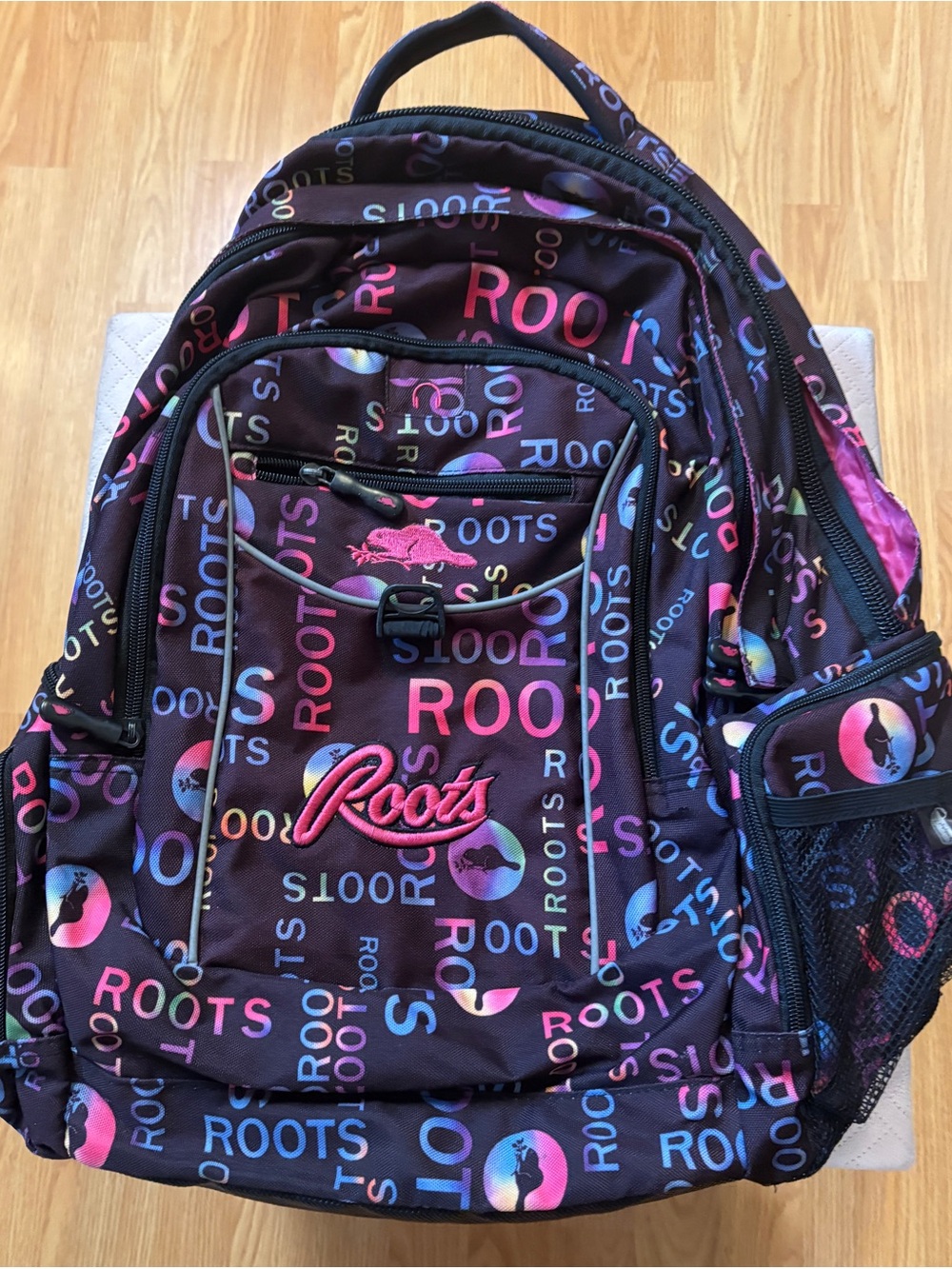 Roots Dark Purple with Multi-Color Logo Print Women’s Backpack